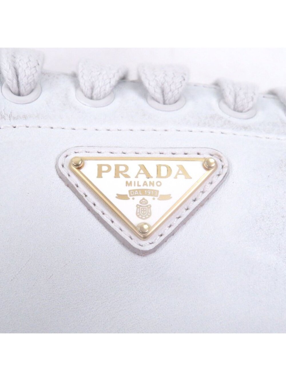 Prada Triangle Logo Distressed Low Cut Sneakers Leather Shoes White 7.5 - Picture 7 of 9